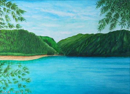 长寿在墙绘中，如何绘画绿水青山？