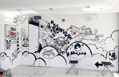 长寿手绘墙并非传统涂鸦。